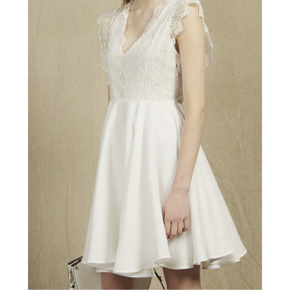 SANDRO White Lace Skater Dress